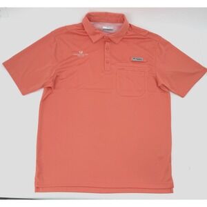 Columbia PFG Polo Shirt Mens XL Coral Golf Vented Omni-Shade Horseshoe Bay